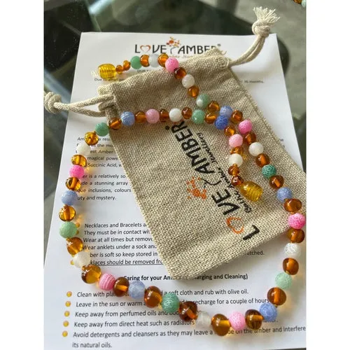 Girls Mermaid Honey Baltic Amber Pink Blue Green Dragon Agate Gemstone Necklace