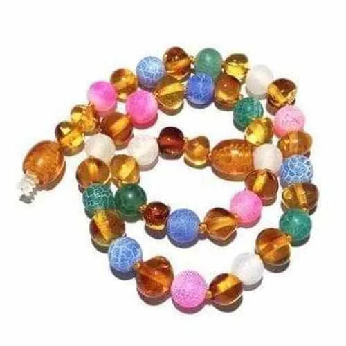 Girls Mermaid Honey Baltic Amber Pink Blue Green Dragon Agate Gemstone Necklace
