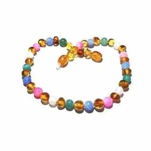 Girls Mermaid Honey Baltic Amber Pink Blue Green Dragon Agate Gemstone Necklace