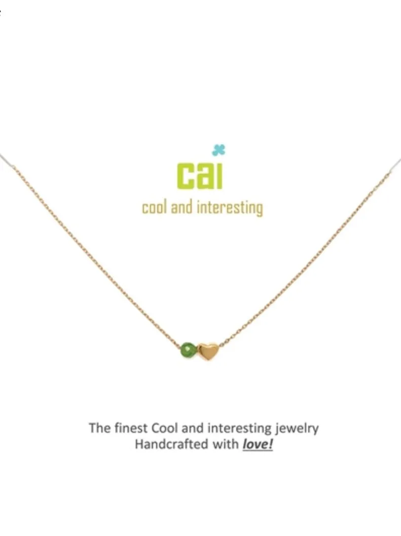 Gold 'Peridot-August' Mini Heart Birthstone Necklace