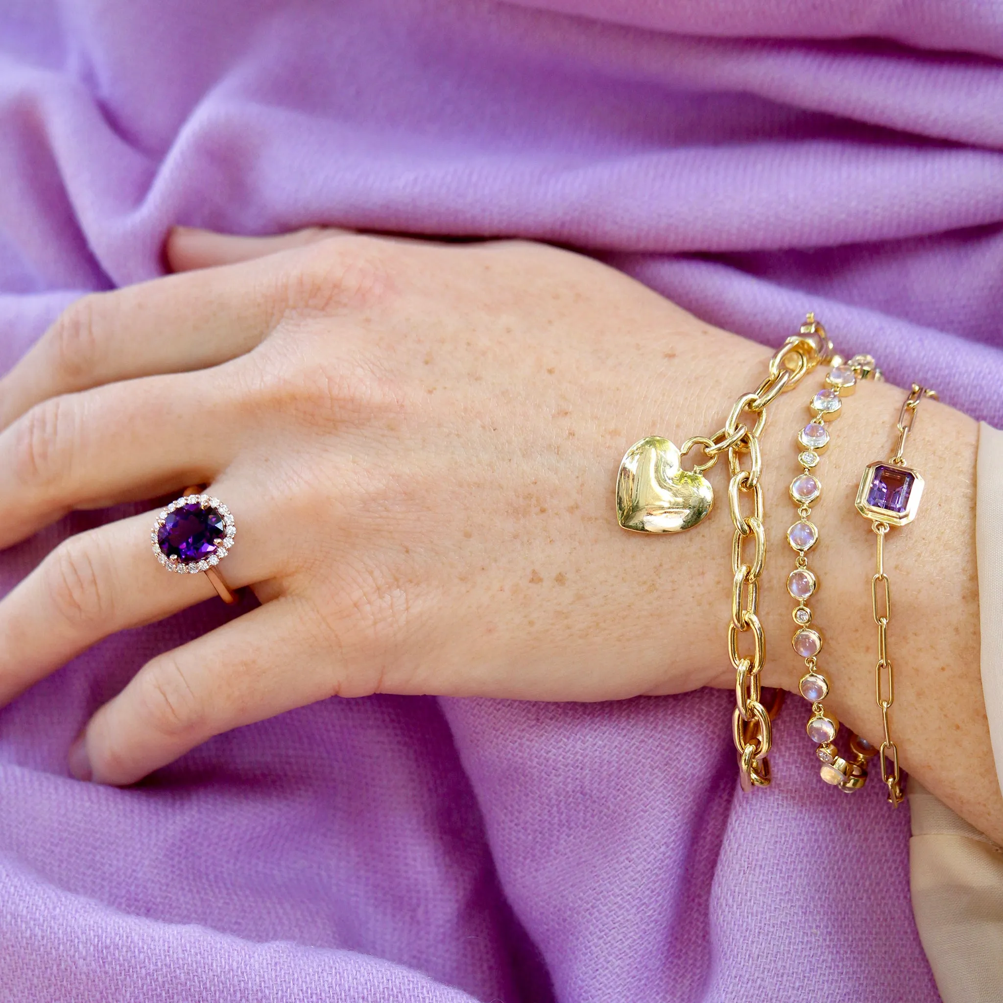 Goshwara Emerald-Cut Amethyst 18K Gold Bracelet