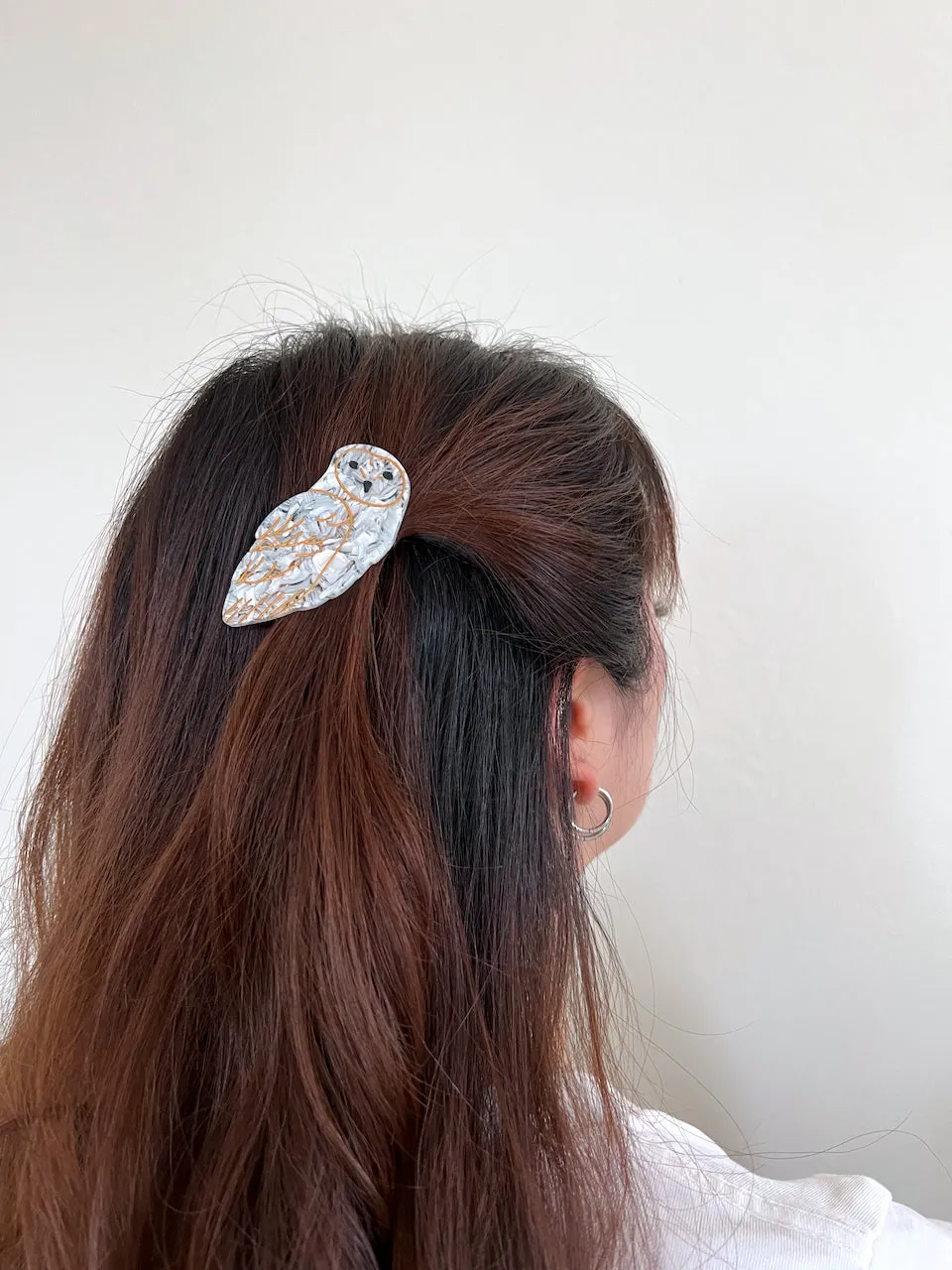 Hand-painted Owl Bird Barrette Hair Clip | Eco-Friendly