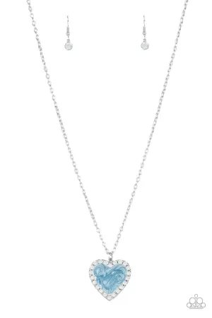 Heart Full of Luster - Blue Necklace - Paparazzi Accessories