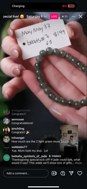 IG Live "Natural Burmese Jadeite Jade Beaded Bracelet 7in " (Live Pick) (11/23/24)