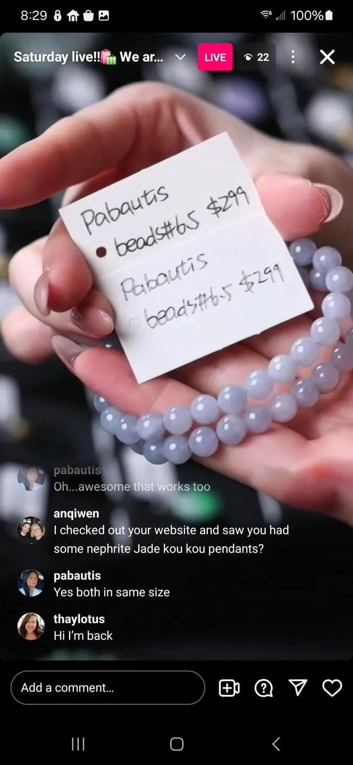 IG Live "Natural Lavender Burmese Jadeite Jade Bead Bracelet x2" (Live Pick) (11/16/24)