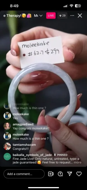 IG Live "Natural Light Green Jadeite Jade Bracelet" (Live Pick) (11/04/24)