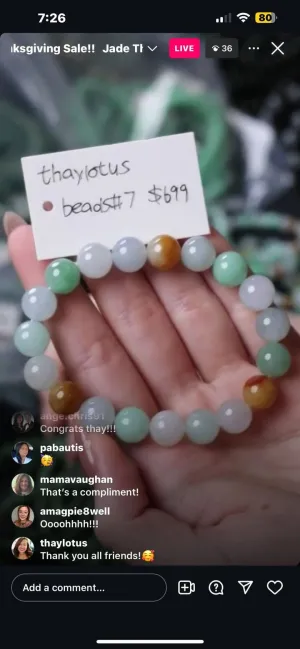 IG Live "Natural Multi Colored Jadeite Jade Bead Bracelet" (Live Pick) (11/27/24)