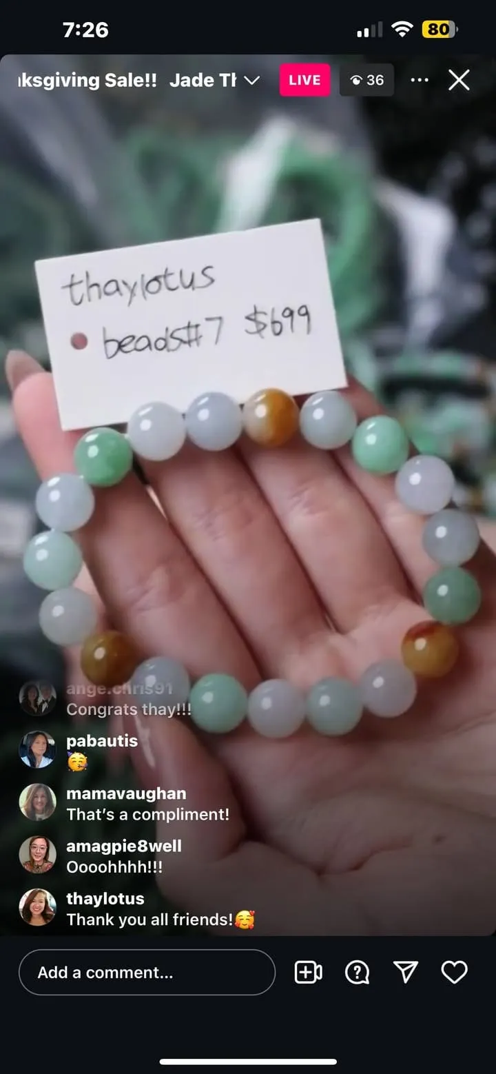 IG Live "Natural Multi Colored Jadeite Jade Bead Bracelet" (Live Pick) (11/27/24)