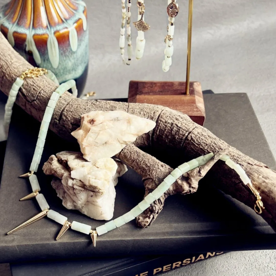 Jade Vine Jadeite choker necklace with spikes