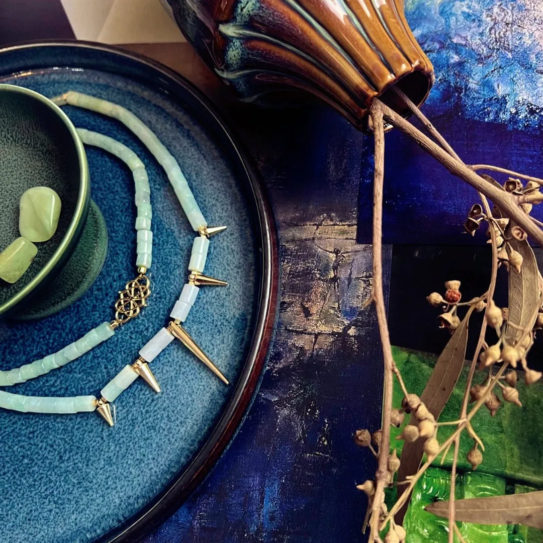 Jade Vine Jadeite choker necklace with spikes