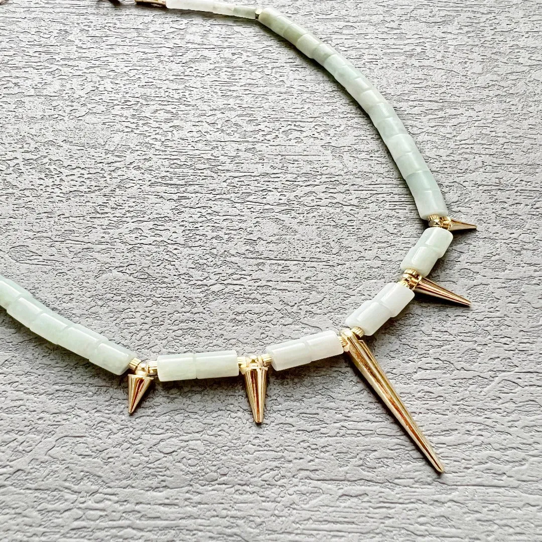 Jade Vine Jadeite choker necklace with spikes