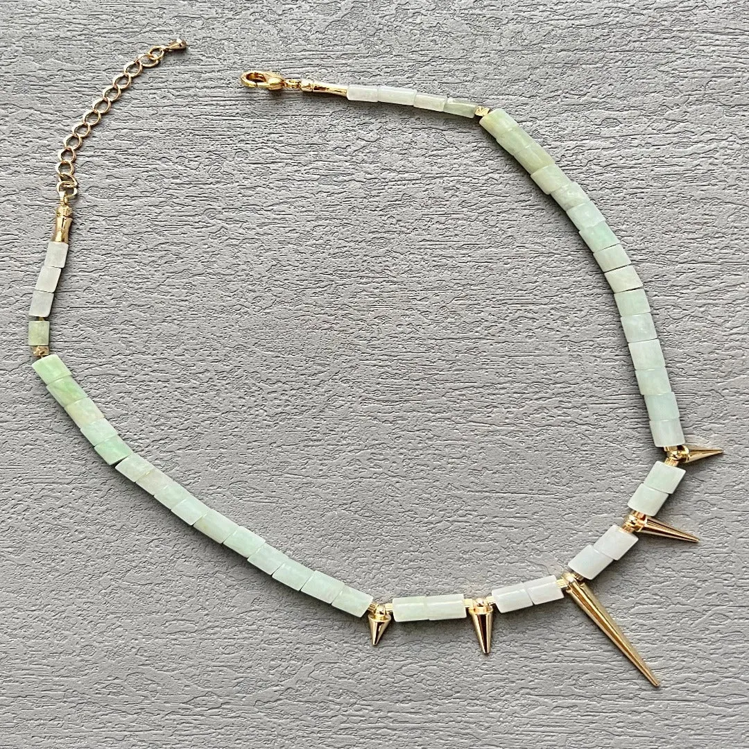 Jade Vine Jadeite choker necklace with spikes