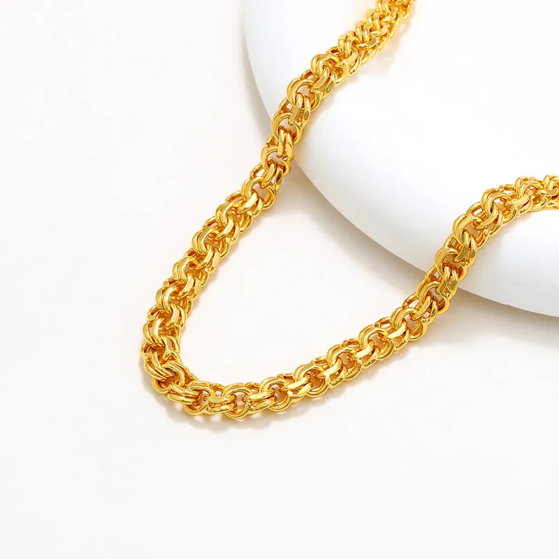 Jewelry European and American cross-border fashion thick necklace plated 24K gold alloy gold plated men's necklace