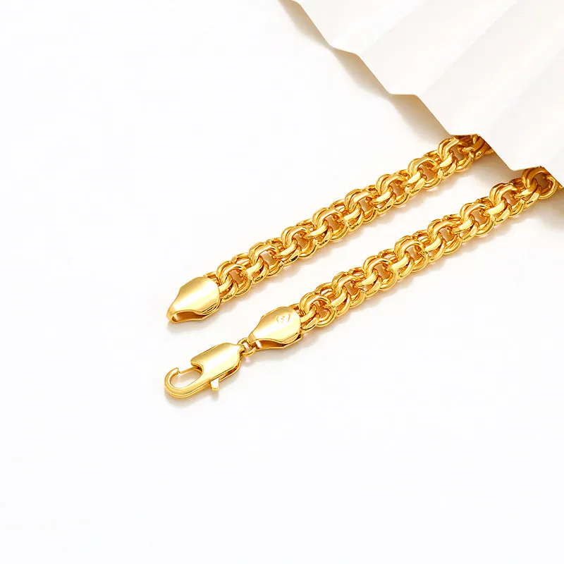 Jewelry European and American cross-border fashion thick necklace plated 24K gold alloy gold plated men's necklace
