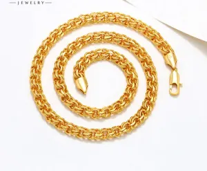 Jewelry European and American cross-border fashion thick necklace plated 24K gold alloy gold plated men's necklace