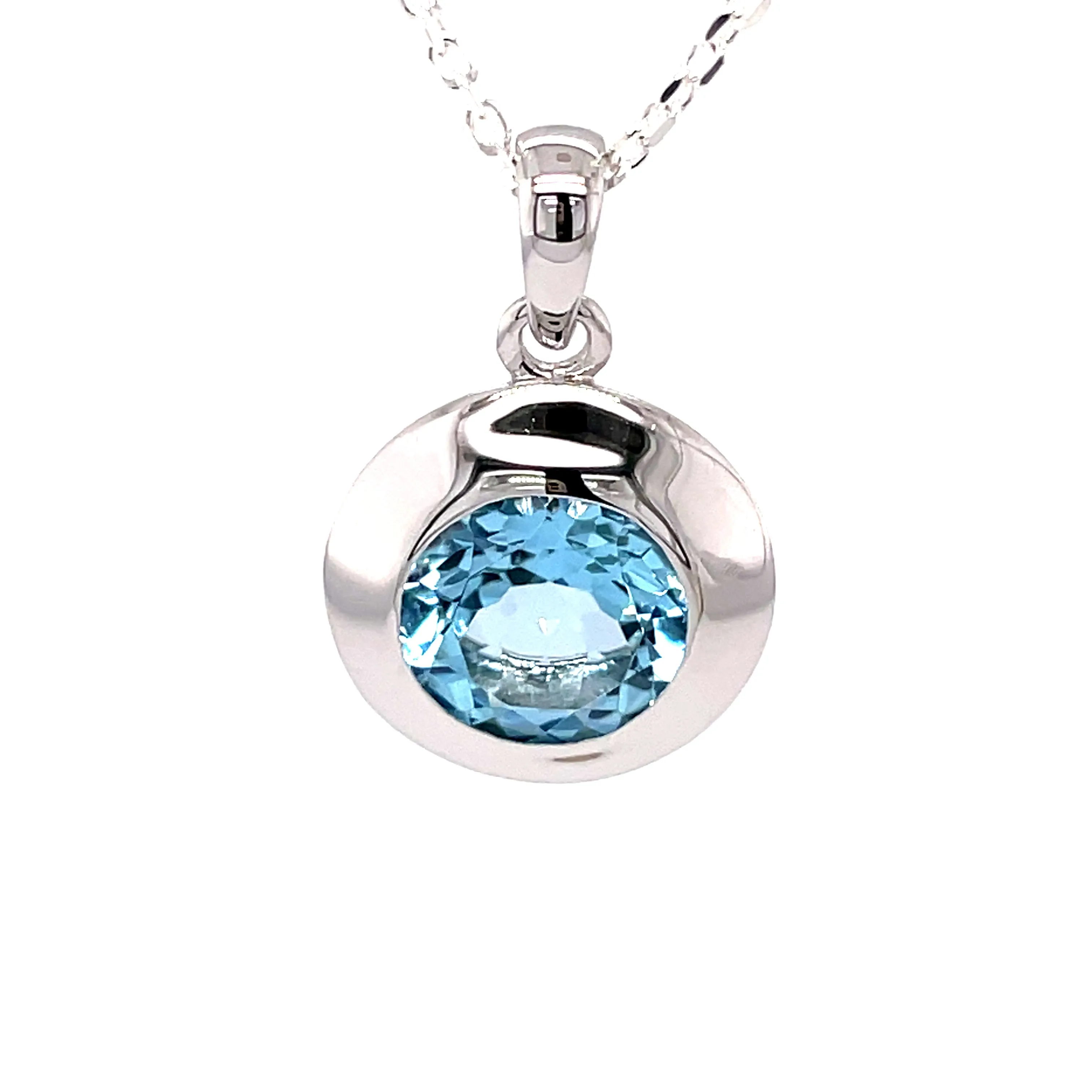 Kaleidoscope Round Blue Topaz Pendant