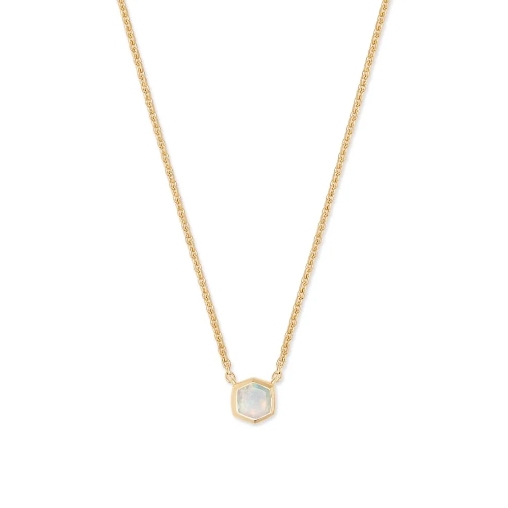 Kendra Scott 18K Yellow Gold Vermeil Davie Pendant Necklace in White Opal