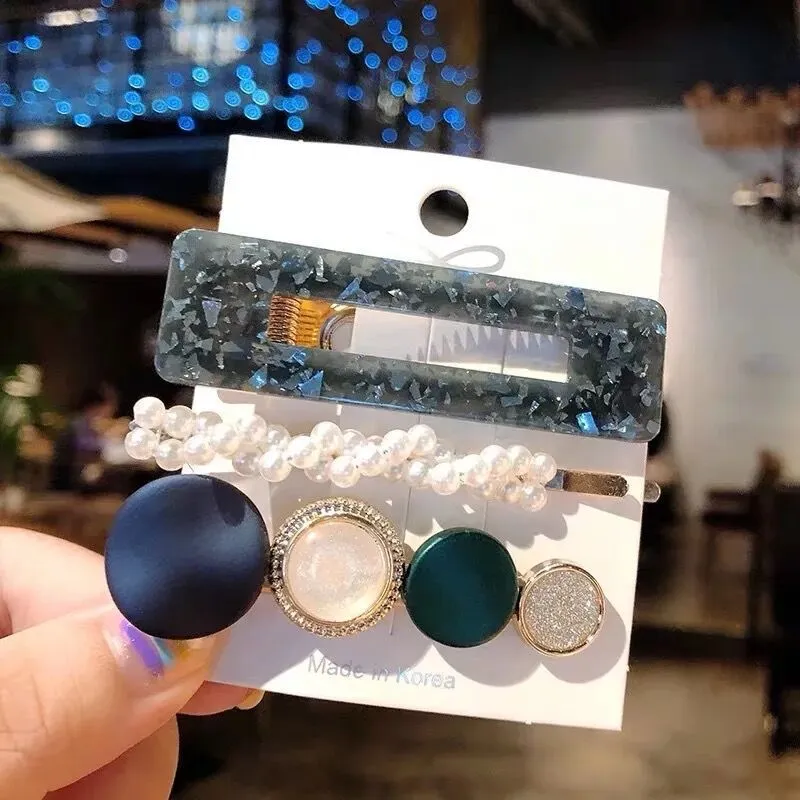 Korean Version Of The Word Clip Set Pearl Acetate Hairpin