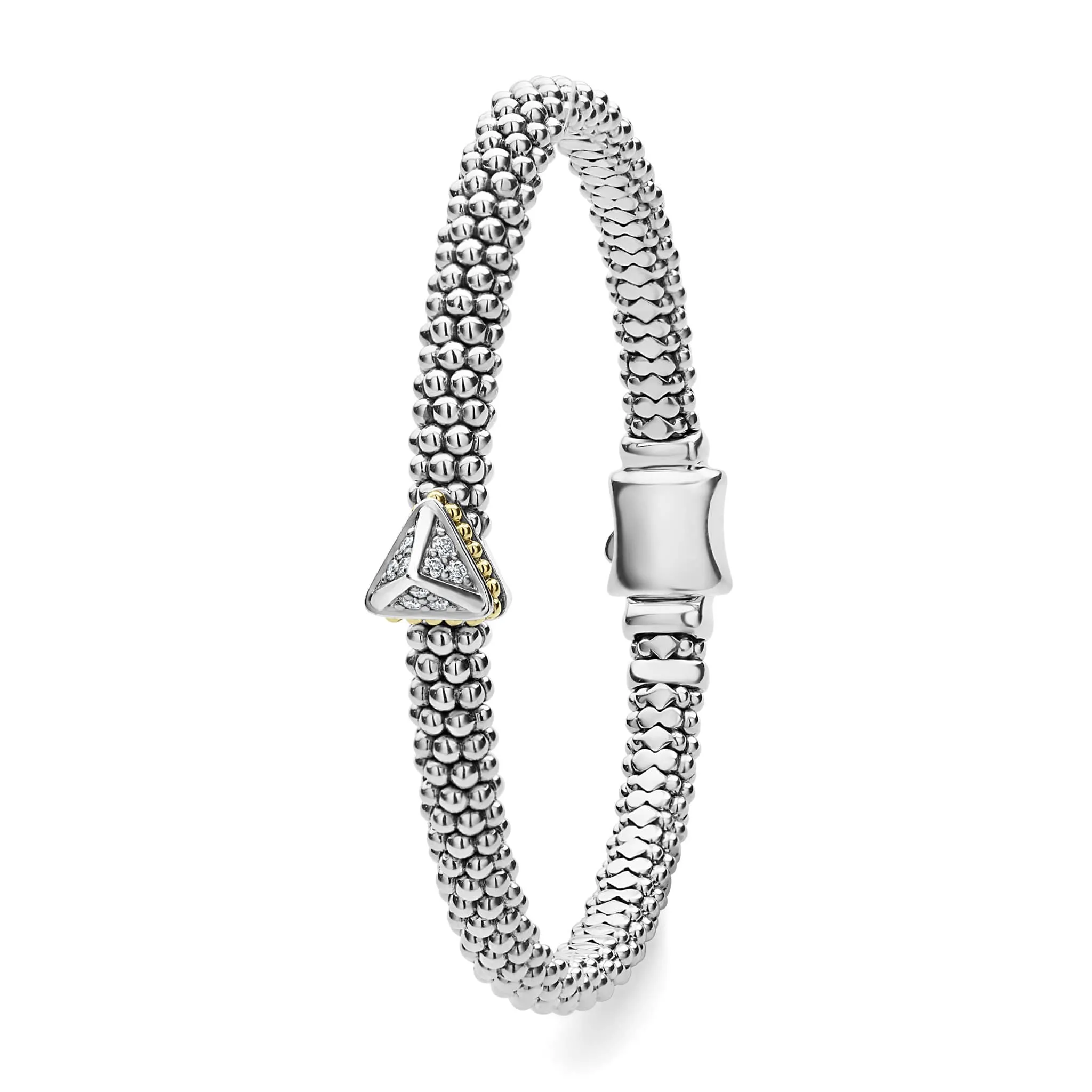 KSL Single Station Pyramid Diamond Caviar Bracelet | 6mm