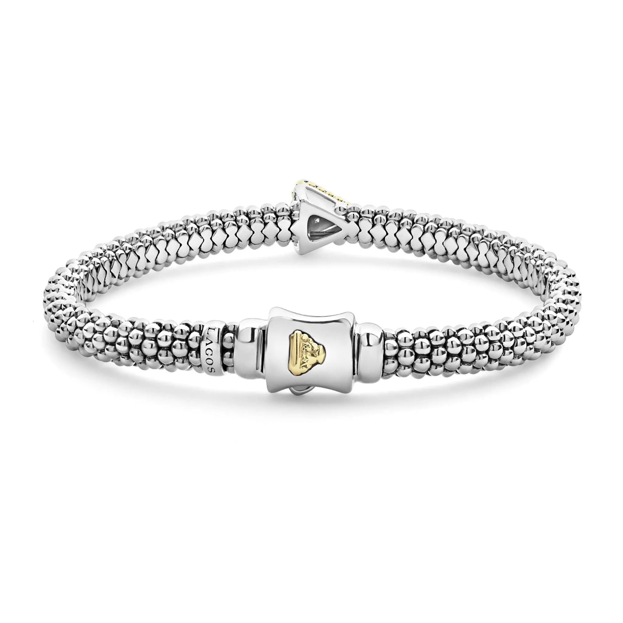 KSL Single Station Pyramid Diamond Caviar Bracelet | 6mm