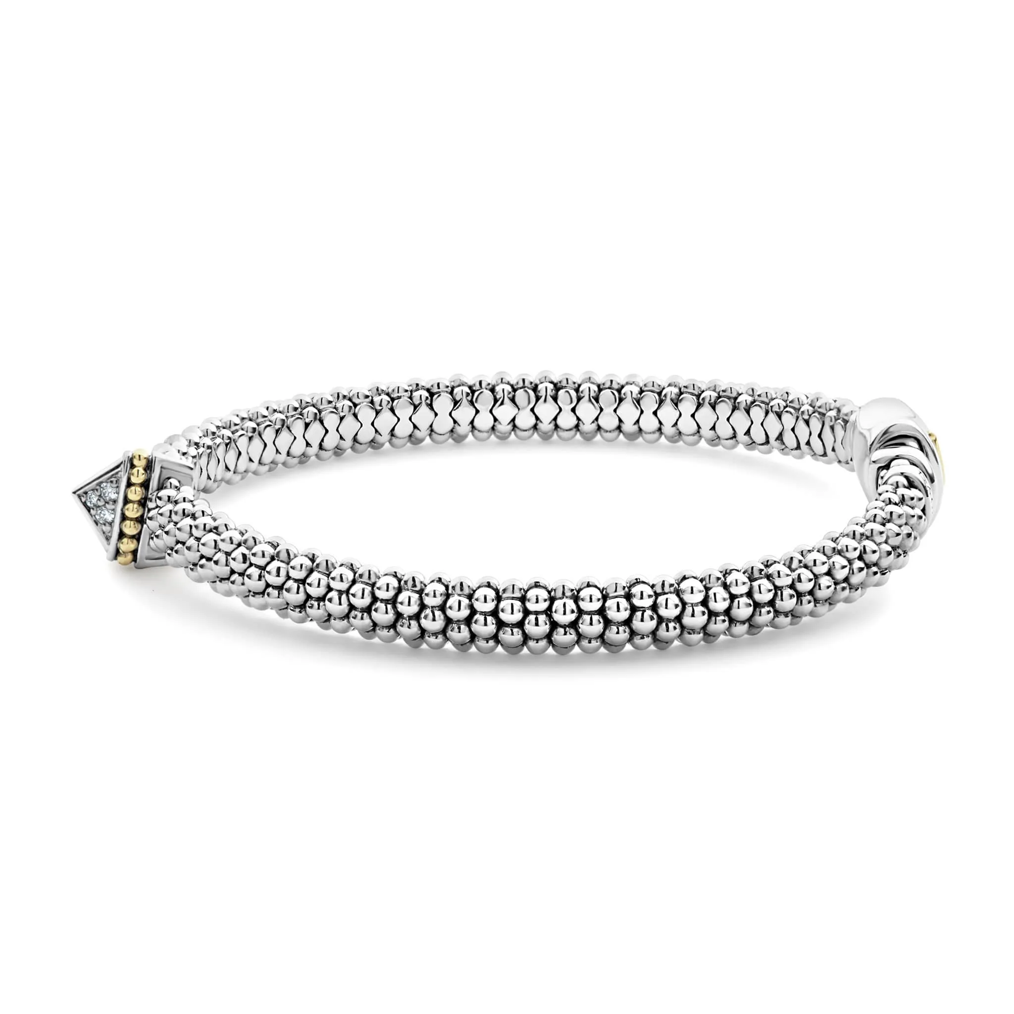 KSL Single Station Pyramid Diamond Caviar Bracelet | 6mm