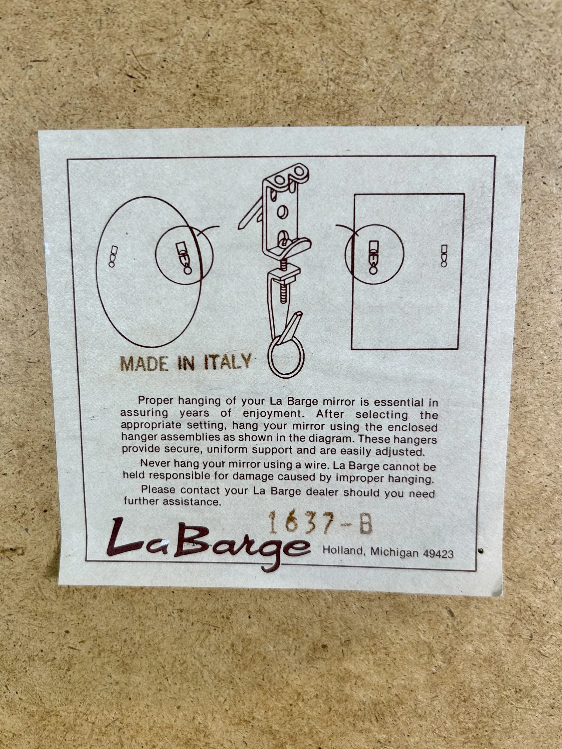 La Barge 1637B Living Room Mirror, Hand Painted, Made In Italy