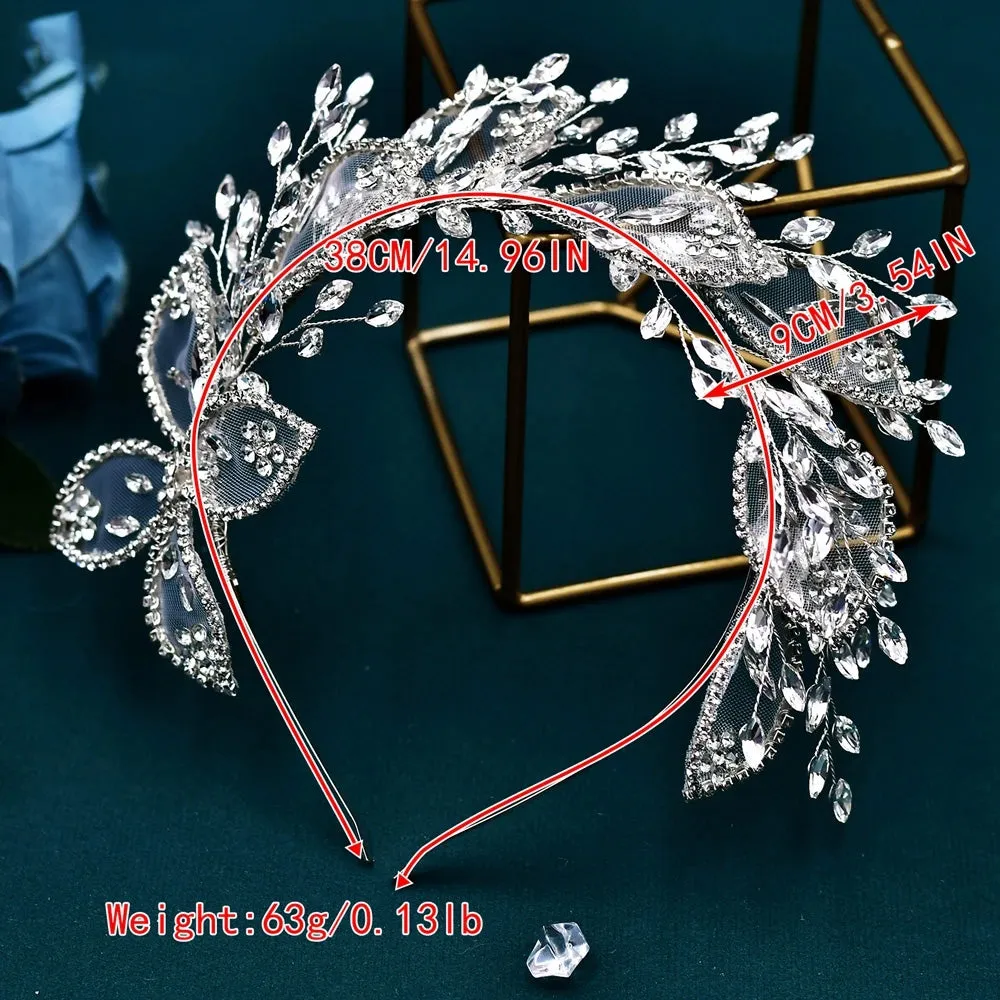 Lace Leaf Bridal Wedding Head Piece Crystal Jewellery Hair Accessories