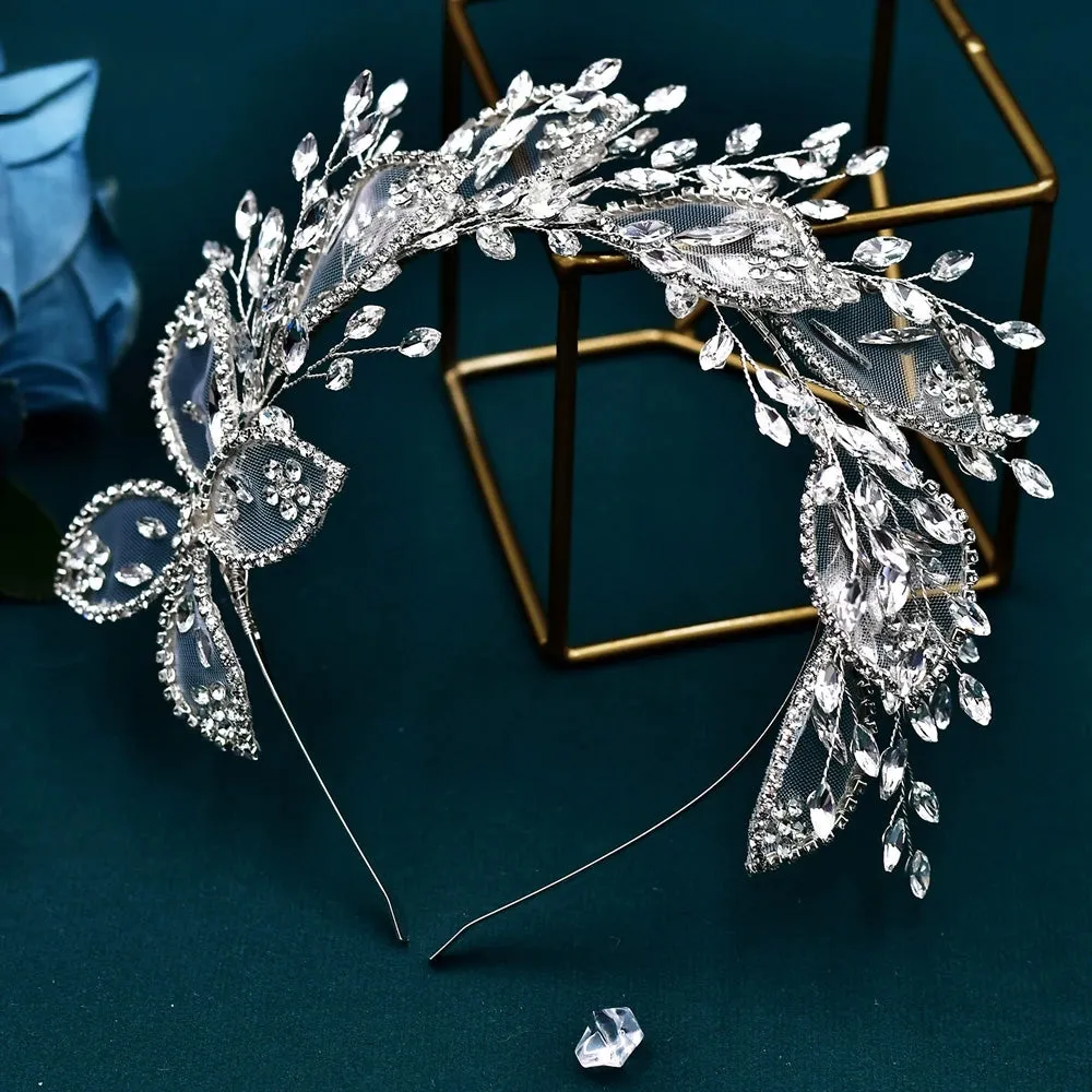Lace Leaf Bridal Wedding Head Piece Crystal Jewellery Hair Accessories