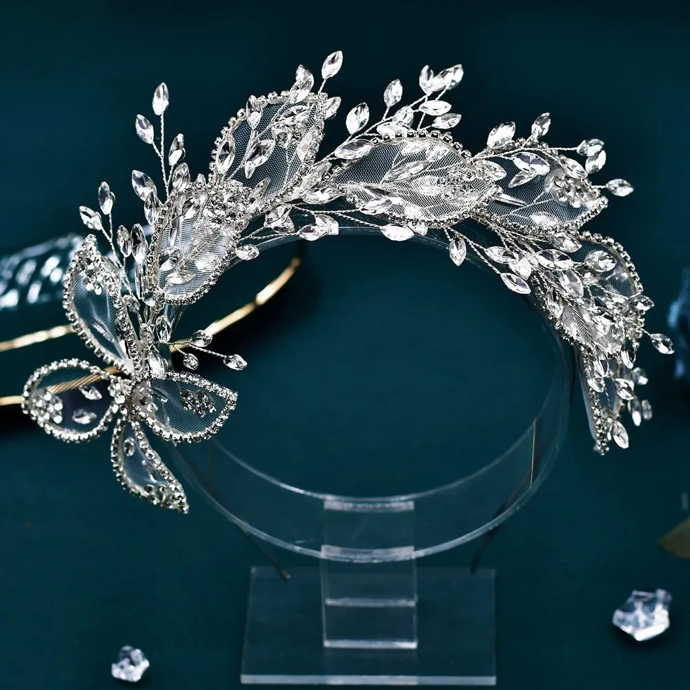 Lace Leaf Bridal Wedding Head Piece Crystal Jewellery Hair Accessories