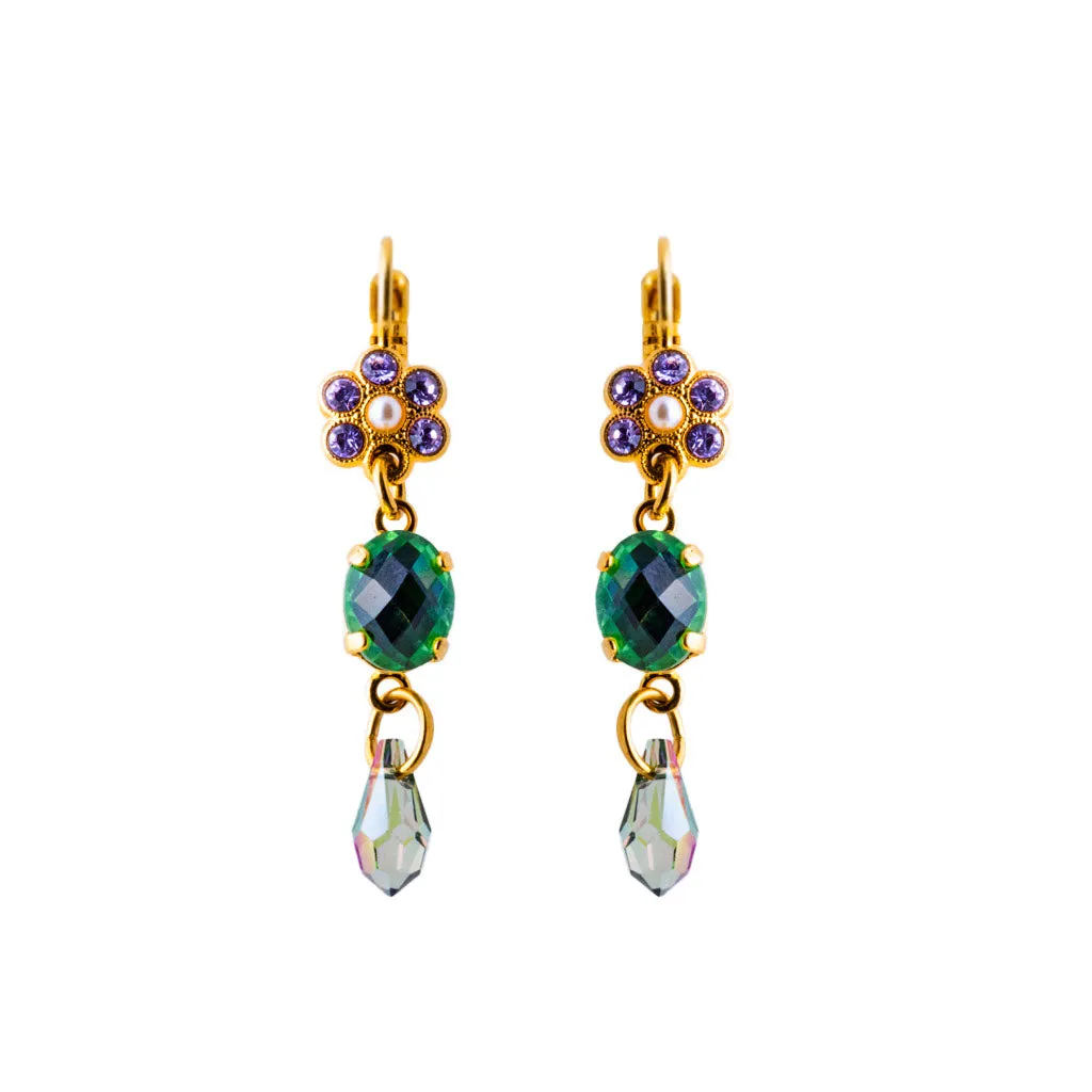 Large Flower with Oval Dangle and Briolette Leverback Earrings in "Mint Chip" *Custom*