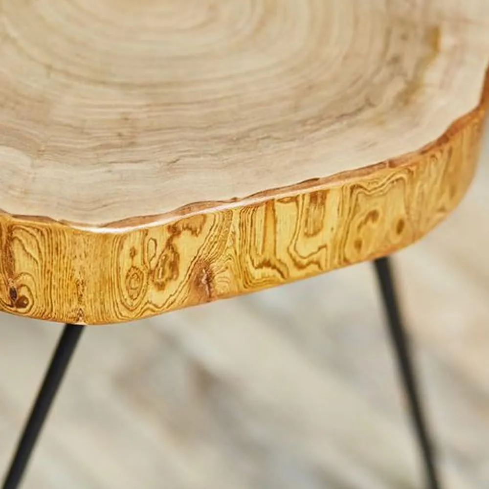 Latest Handcrafts Antique Wooden Round End Table | Sofa Side Table Coffee Table | Rustic Tree Slice 3 Legs | 14 x 14 x 18 inches | Perfect Home and Office Decor Piece