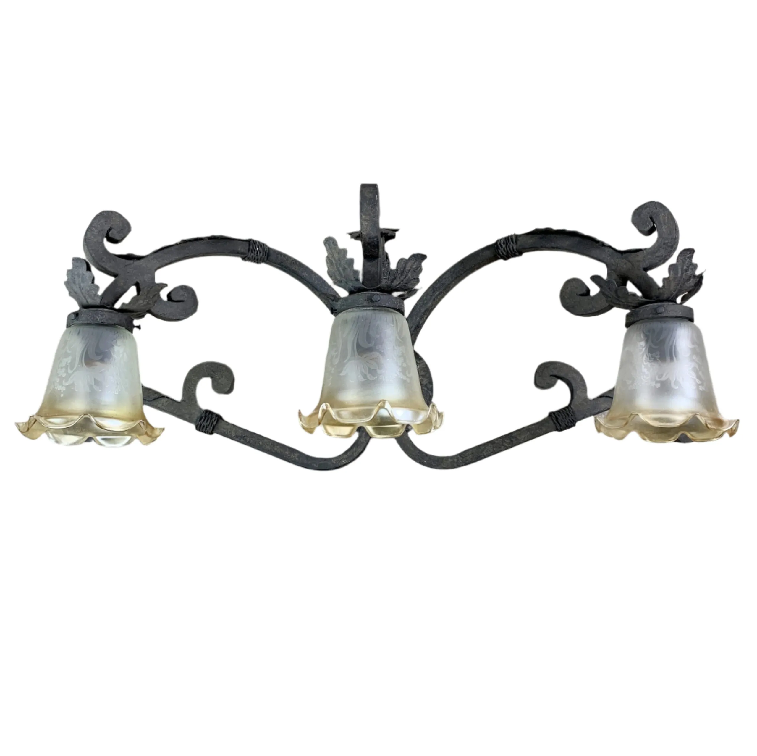 Laura Lee Designs Wall Light Sconce, Iron with 3 Glass Shades