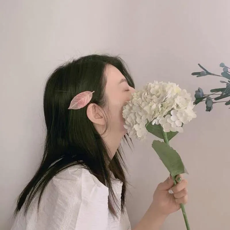 Leaf Shape Handmade Gradient Barrette Snap Hair Clips