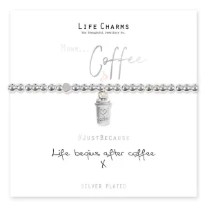 Life charms Life Begins after Coffee Bracelet