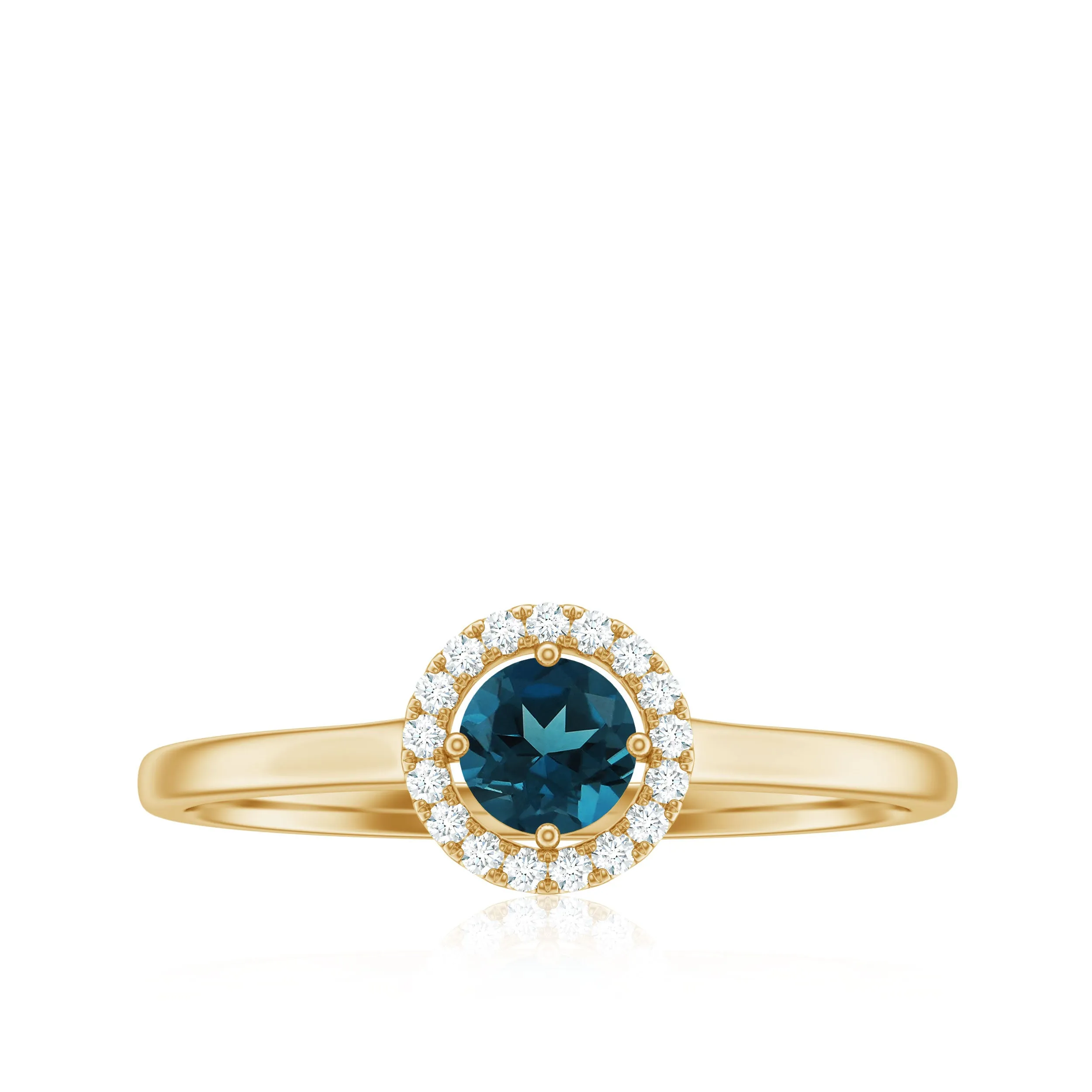 London Blue Topaz Halo Engagement Ring with Diamond