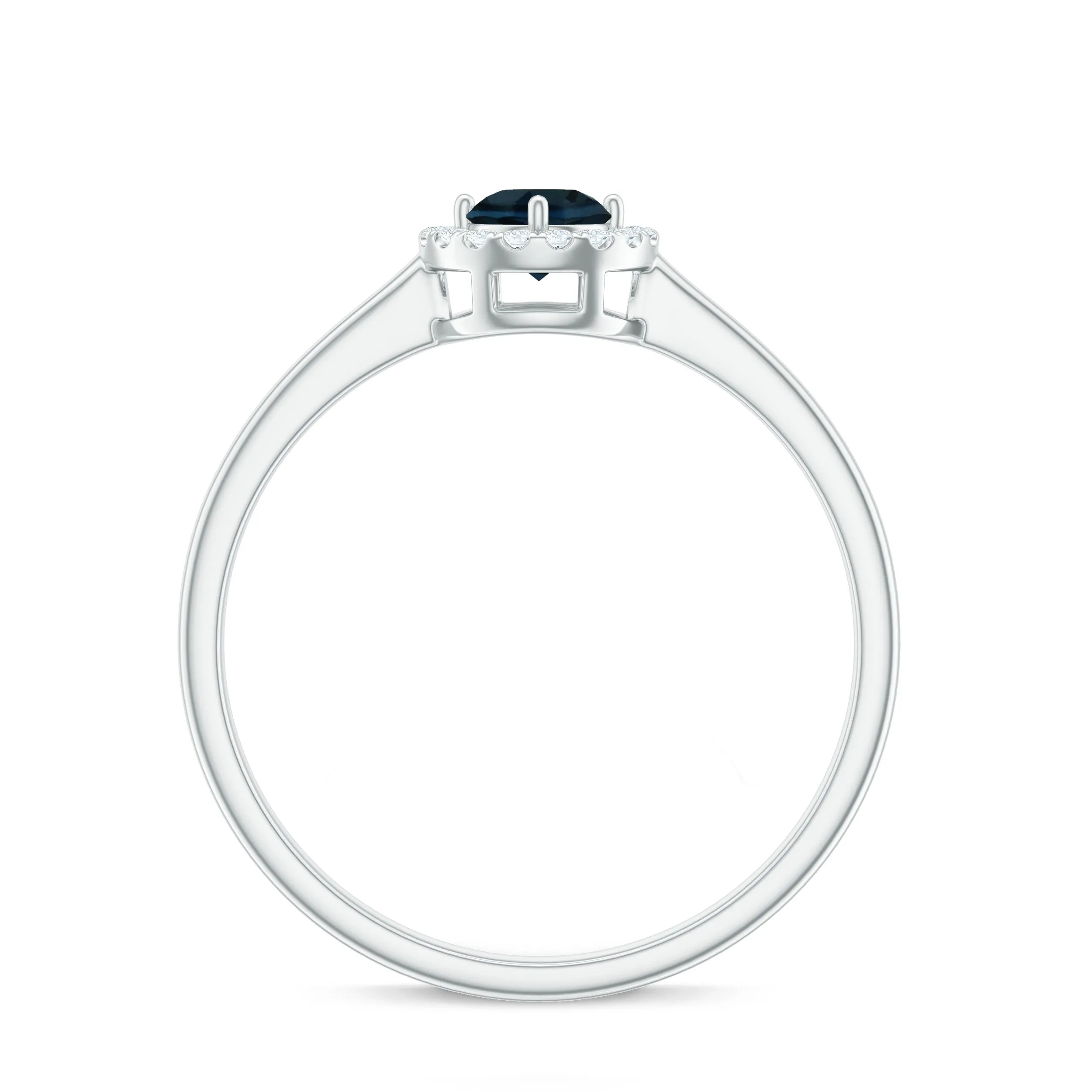 London Blue Topaz Halo Engagement Ring with Diamond