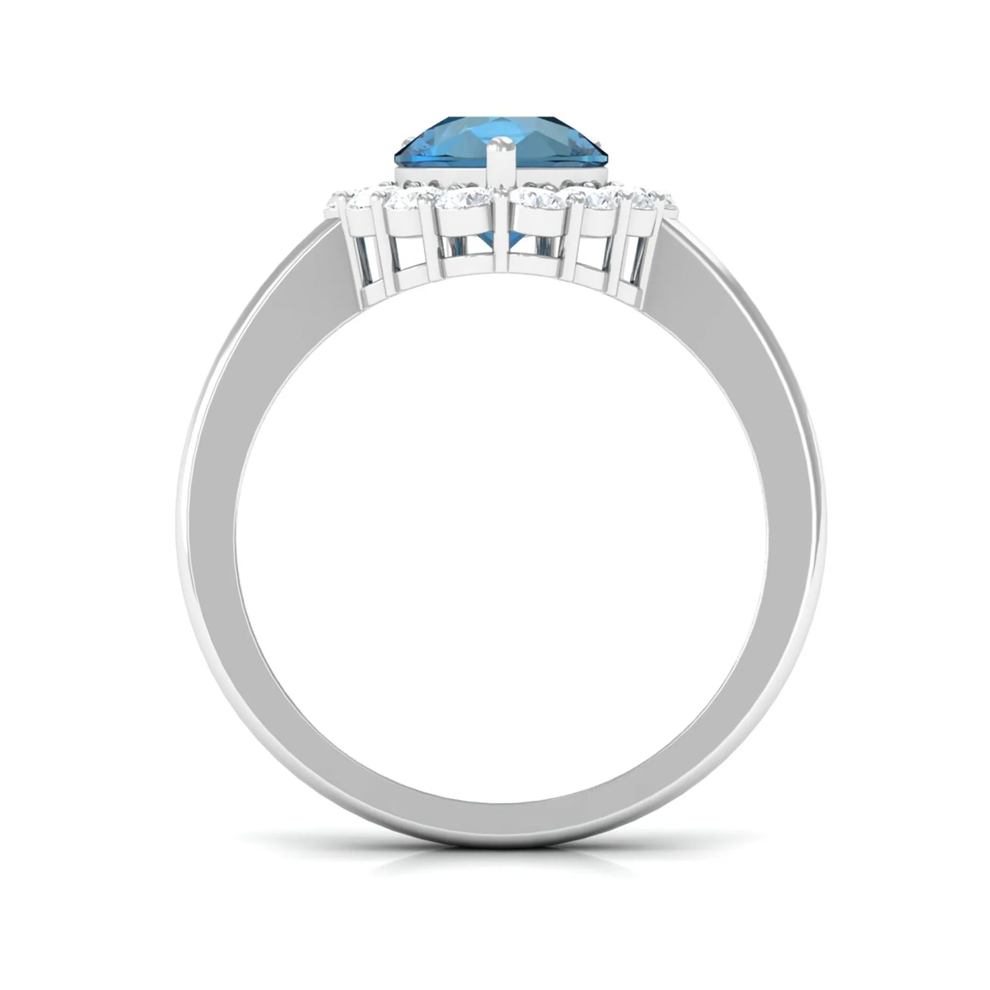 London Blue Topaz Teardrop Engagement Ring with Diamond