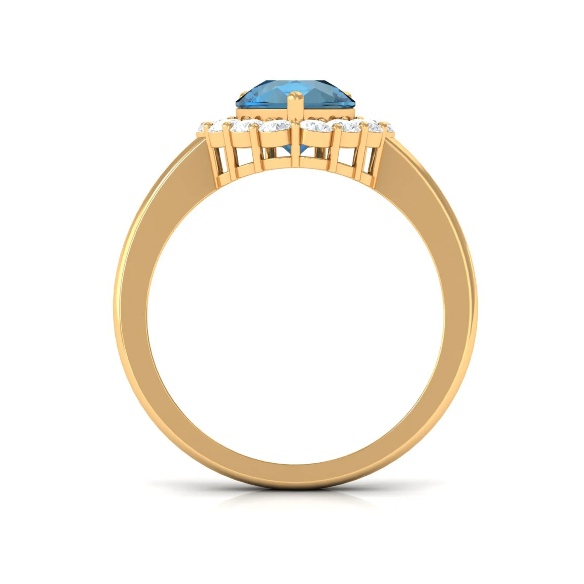 London Blue Topaz Teardrop Engagement Ring with Diamond