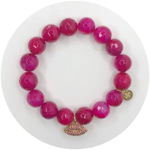 Magenta Jade with Pavé Lips Pendant