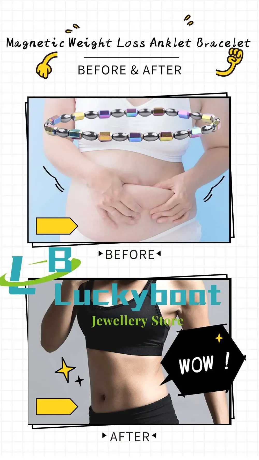Magnetic Weight Loss Effective Anklet Colorful Gallstone Slimming Stimulating Acupoints Therapy Arthritis Pain Relief Bracelet