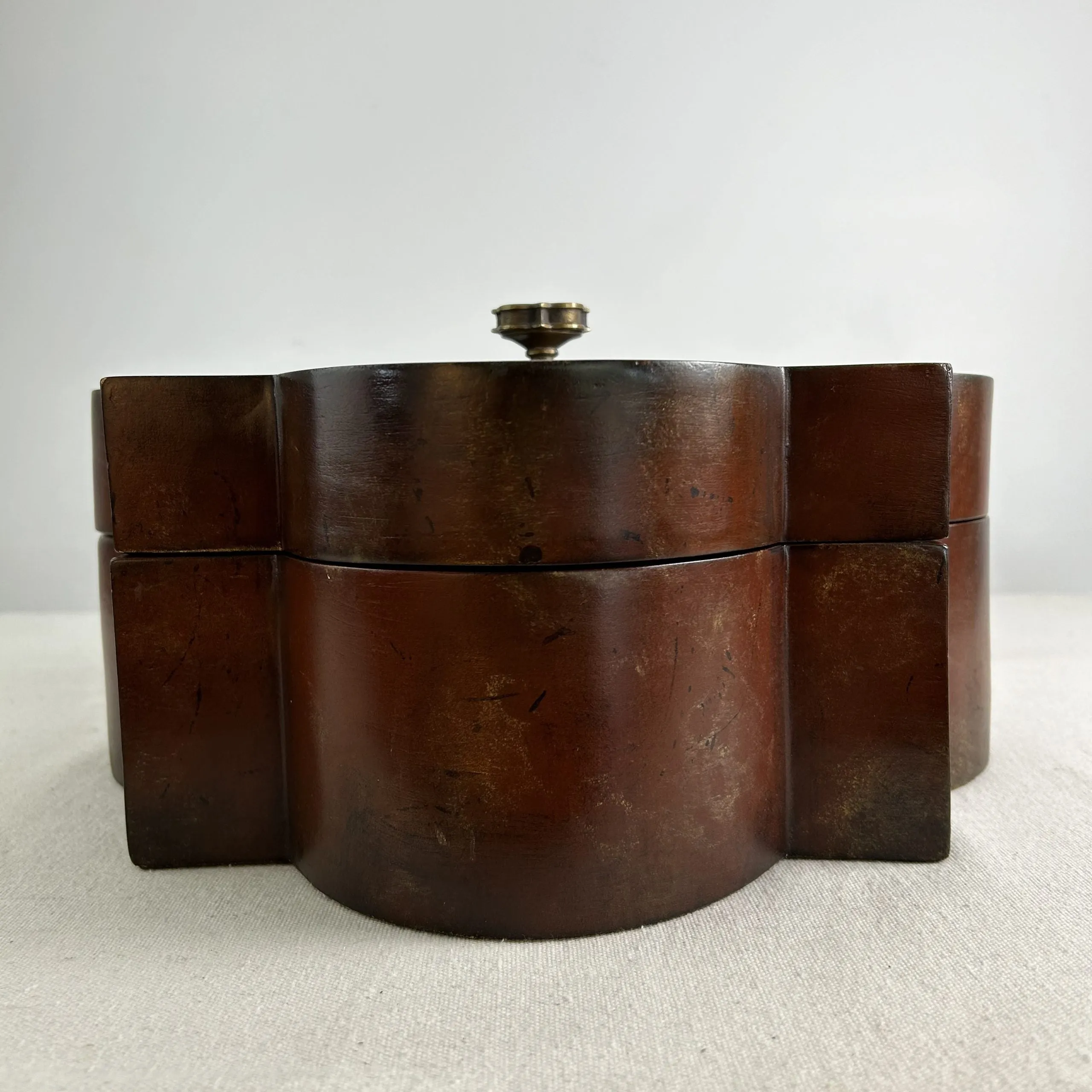 Maitland-Smith Wood Box, Hand Painted Flowers, Ornately Carved