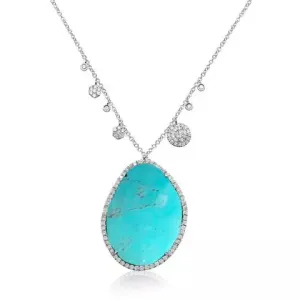 Meira T Turquoise and Diamond White  Gold Statement Necklace