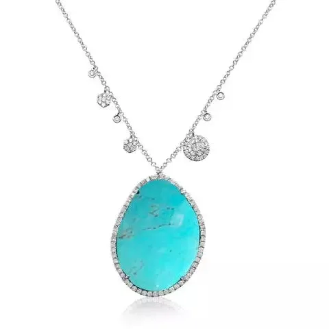 Meira T Turquoise and Diamond White  Gold Statement Necklace