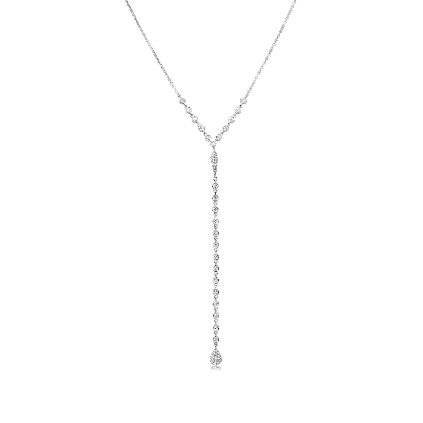 Meira T White Gold Diamond Lariat Necklace
