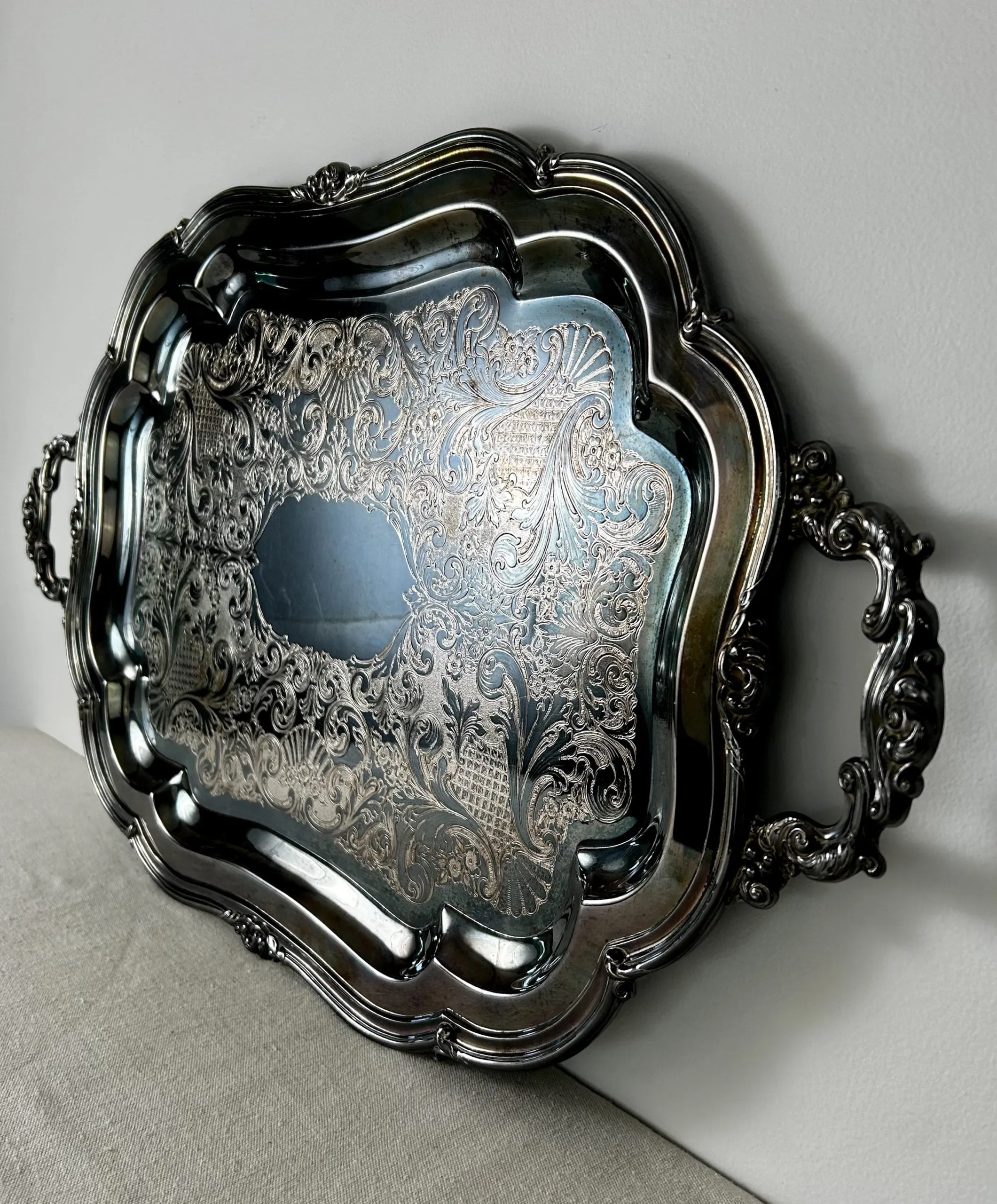 Melon, Sheffield Design Silver Plated Serving Tray, Large