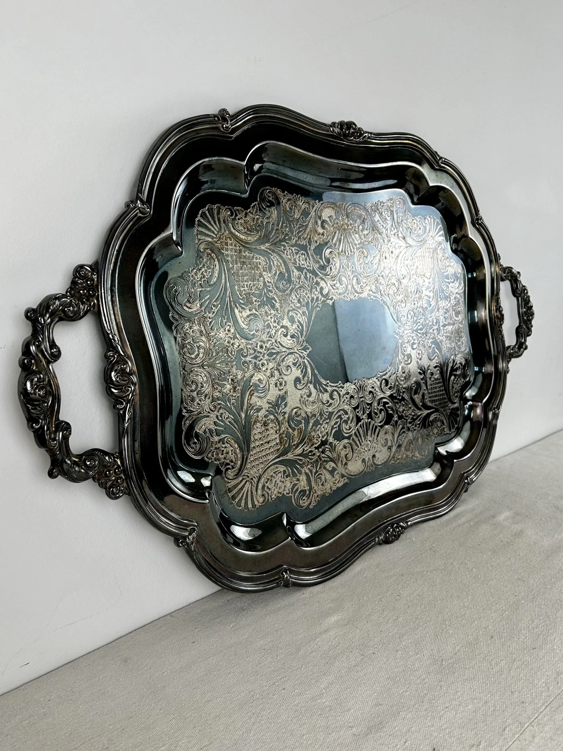 Melon, Sheffield Design Silver Plated Serving Tray, Large