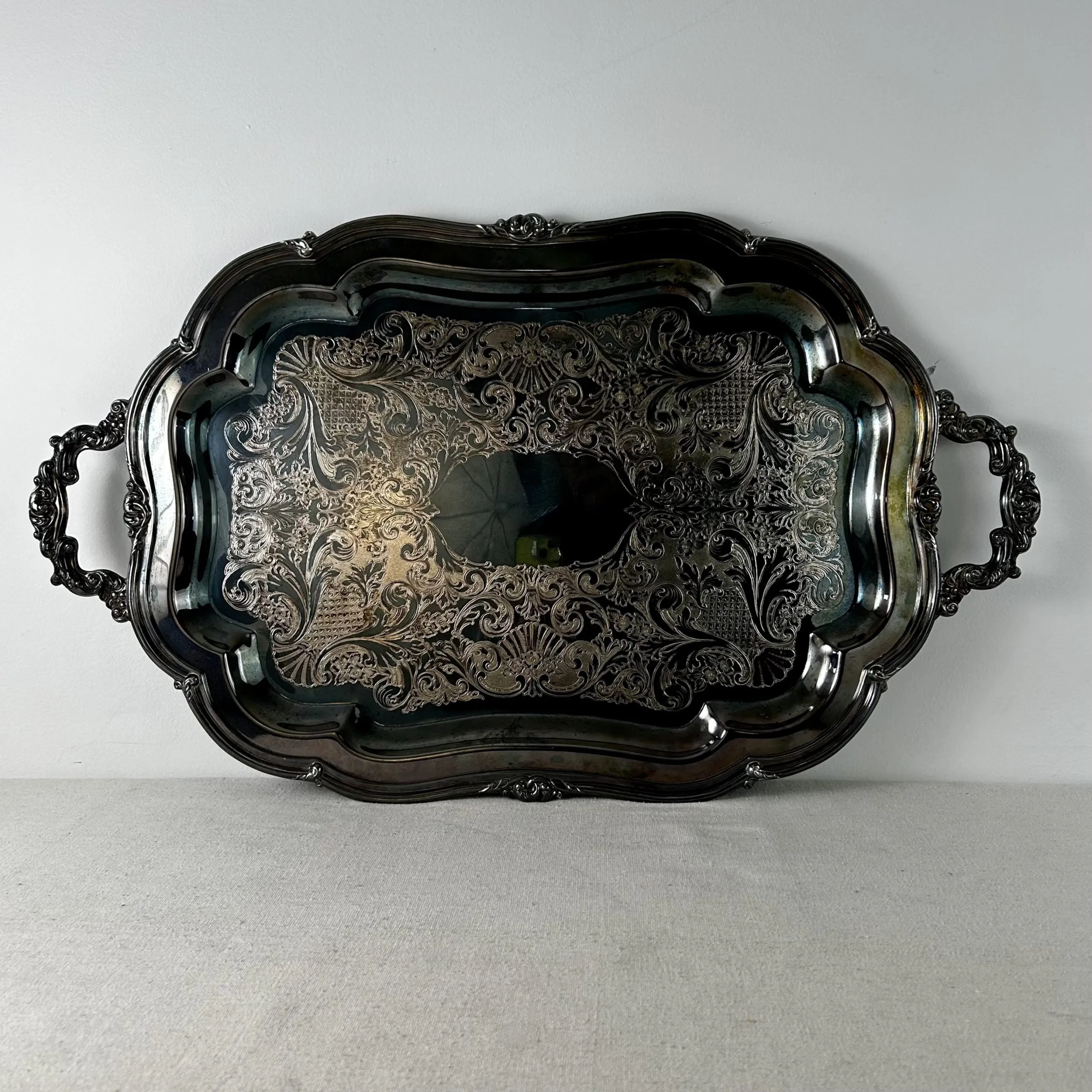 Melon, Sheffield Design Silver Plated Serving Tray, Large