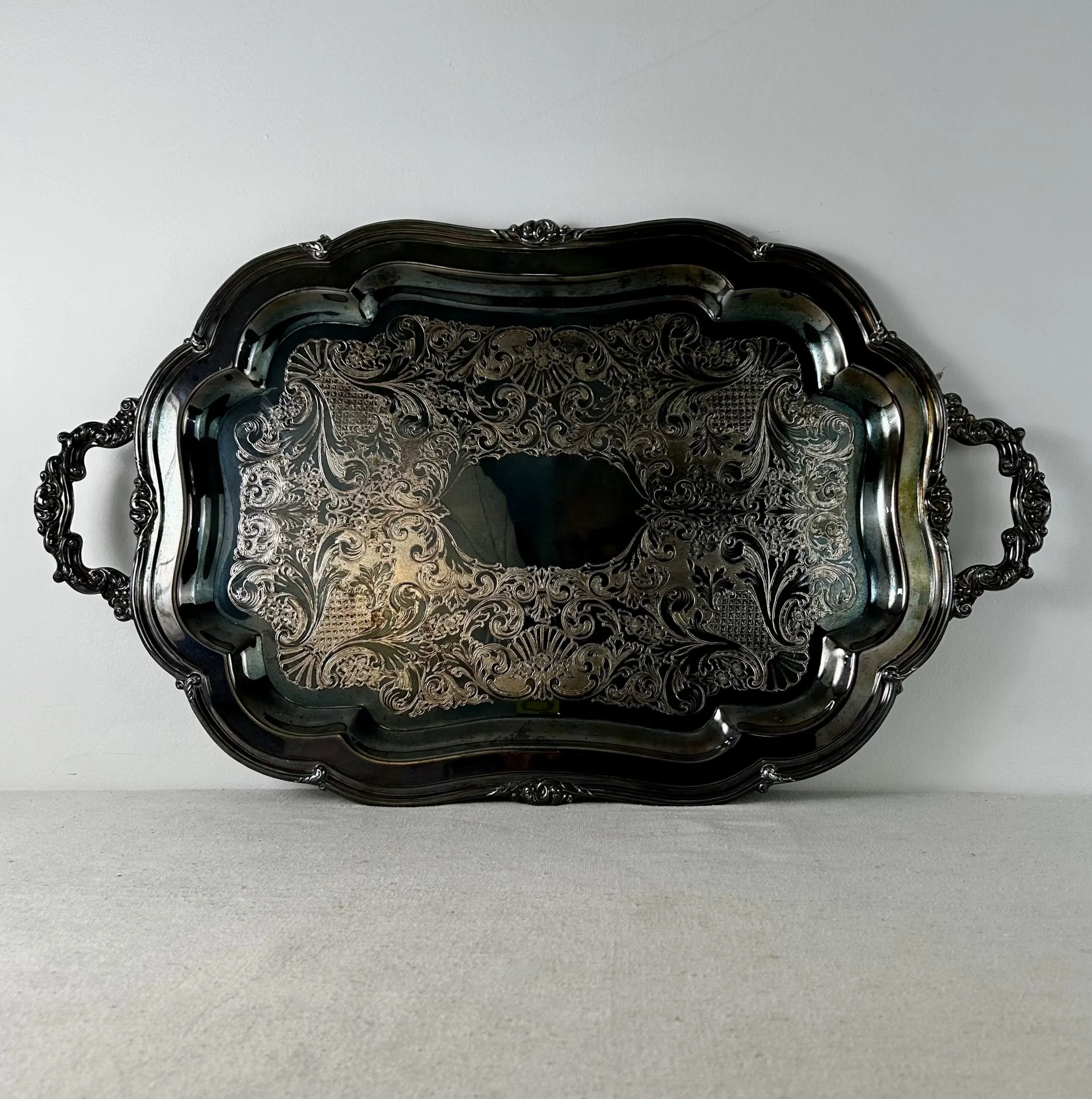 Melon, Sheffield Design Silver Plated Serving Tray, Large