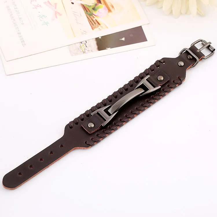 Men's Cattle Leather Bracelet Yiwu Accessories Woven Leather Bracelet