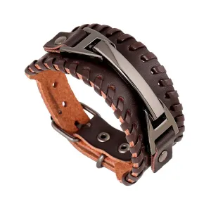 Men's Cattle Leather Bracelet Yiwu Accessories Woven Leather Bracelet